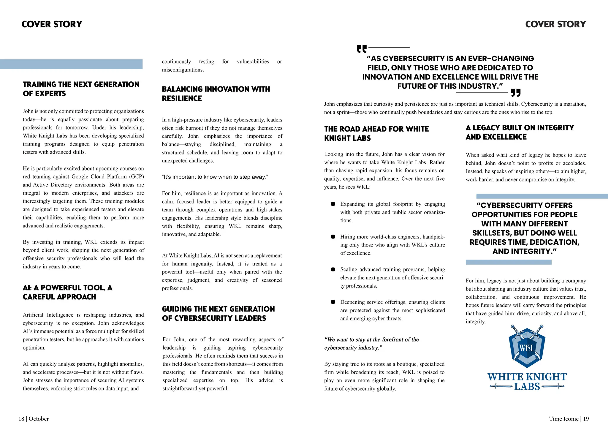 Cover Story Cover Story
18 | October Time Iconic | 19