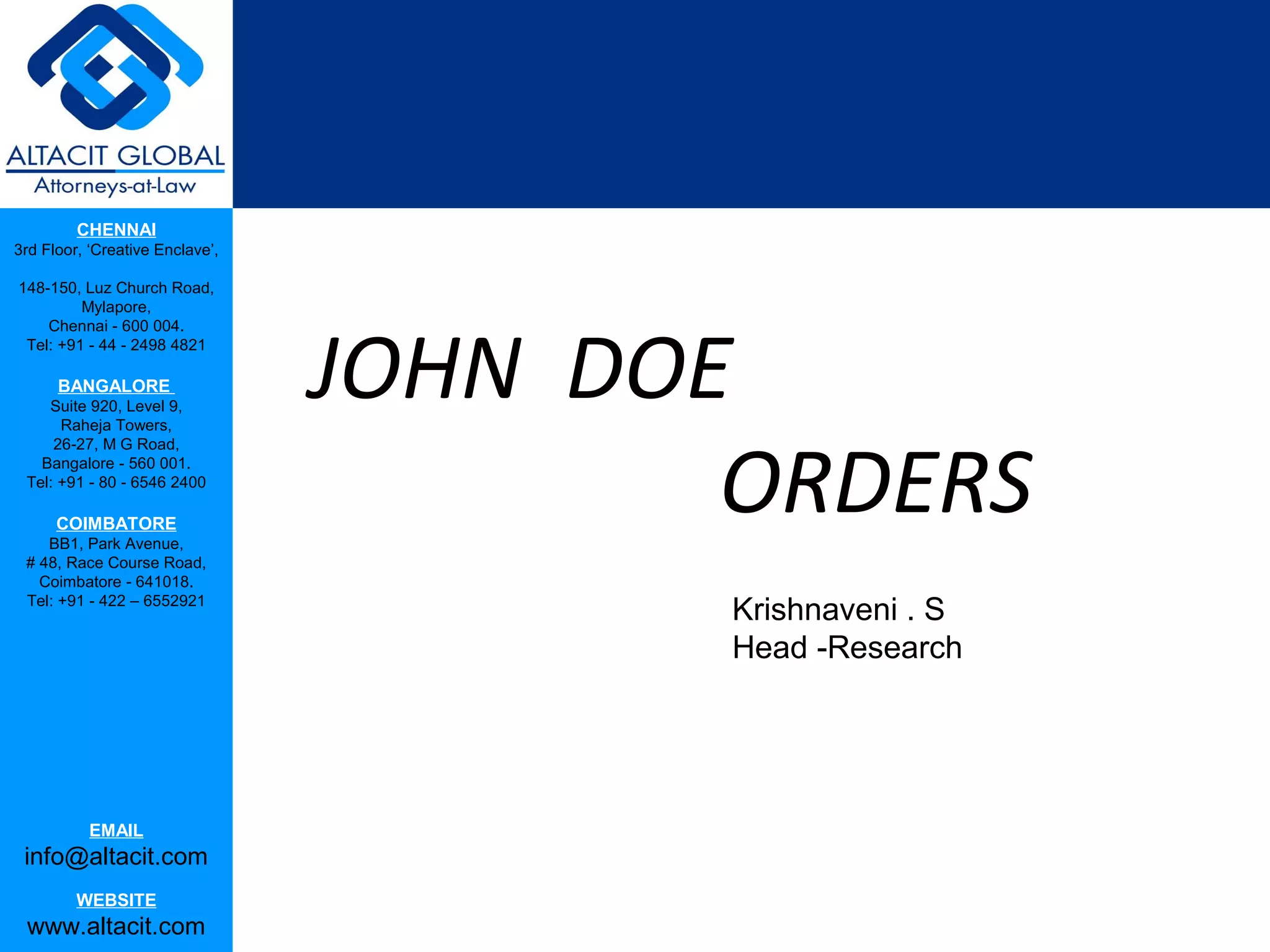 Children of the discordance × JOHN DOE John doe orders | PPT