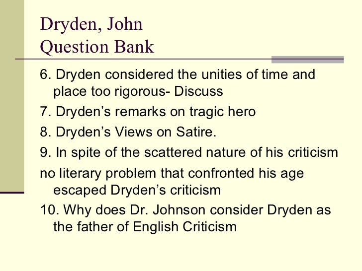 Dryden S Views On The Nature Of Poetry Dryden S Views On The Nature Of Poetry
