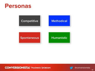 Personas
Competitive Methodical
Spontaneous Humanistic
68
 