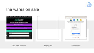 Data breach market Keyloggers Phishing kits
The wares on sale
 