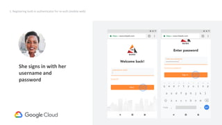 30
1. Registering built-in authenticator for re-auth (mobile web)
She signs in with her
username and
password
 
