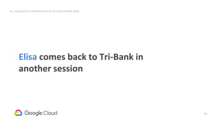 34
Elisa comes back to Tri-Bank in
another session
2a. Using built-in authenticator for re-auth (mobile web)
 