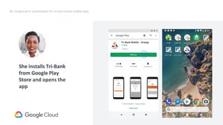 39
Request
UV=true
X-Plat=false
Result
credential
(internal,caBLE)
Request
credentialId
(internal)
Request
(Alternative)
{empty
credentialId}
Will result in prompt
to insert removable
SK
2b. Using built-in authenticator for re-auth (native mobile app)
She installs Tri-Bank
from Google Play
Store and opens the
app
 