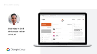 49
Request
credentialId
(internal)
Request (Alternative)
{empty credentialId}
Will result in prompt to insert removable SK
She opts-in and
continues to her
account
3. Cross-platform bootstrap
 