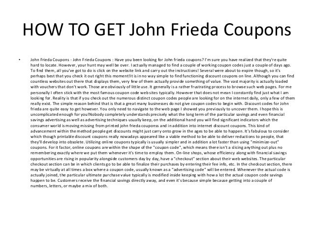 John Frieda Coupons - Printable John Frieda Coupons