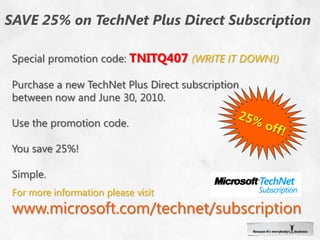 Feedback on today’s event:Brian Moore: BriMoore@microsoft.comTechnical Q&A:http://blogs.technet.com/jwestonJohn.weston@microsoft.comPresentation slides can be found at: http://www.TechnetEvents.com/ResourcesAction Items…
