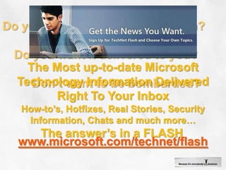 Follow us on TwitterIT ProfessionalsDevelopers@MSDNLiveUS@TechNetLiveUS
