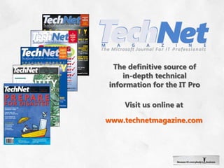 The Right Security EducationLearning Paths for Securityhttp://www.microsoft.com/technet/security/learningFind security resources here:* Webcasts	 * Virtual Labs	    * Planning Guides	 * ToolsForplanning,preventing, detecting and responding to security threats and risks