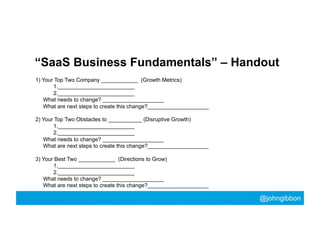 “SaaS Business Fundamentals – Handout
4) (Pick One) Why This Opportunity & What _______________ ? (Success Metrics)
1.____...