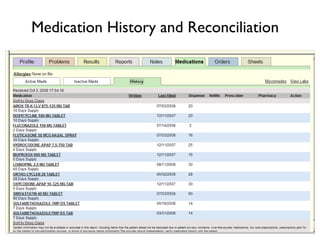 Medication History and Reconciliation
 
