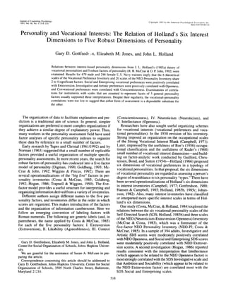 PERSONALITY AND VOCATIONAL John holland 1993