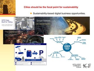 Cities should be the focal point for sustainability

      Sustainability-based digital business opportunities.




                                              INTELLIGENT
                                               COMMUNITY
                                                   FORUM
 