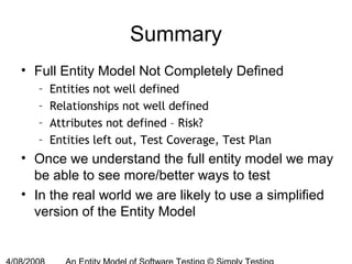John Kent - An Entity Model for Software Testing | PPT
