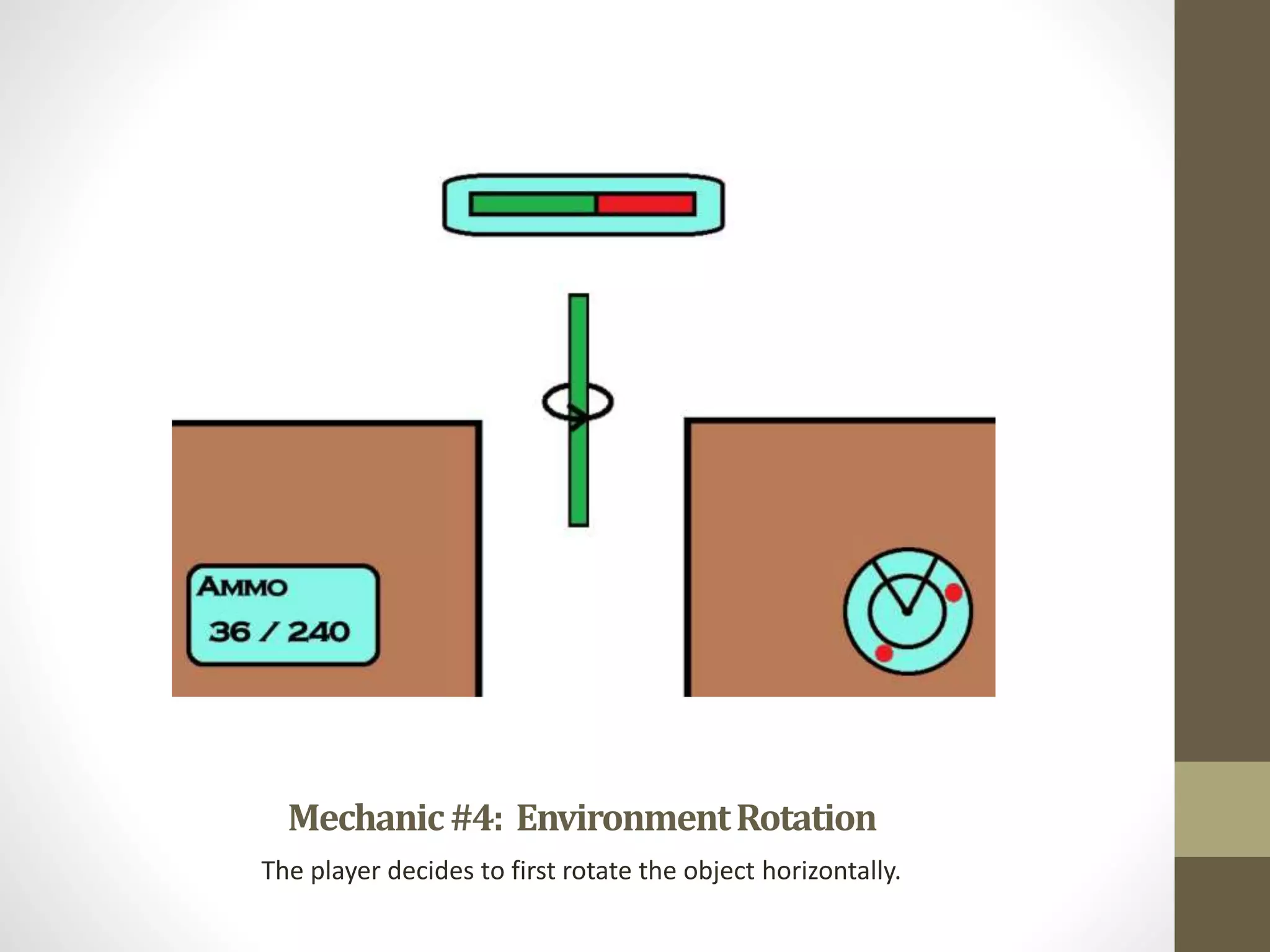 Mechanic#4: EnvironmentRotation
The player decides to first rotate the object horizontally.
 