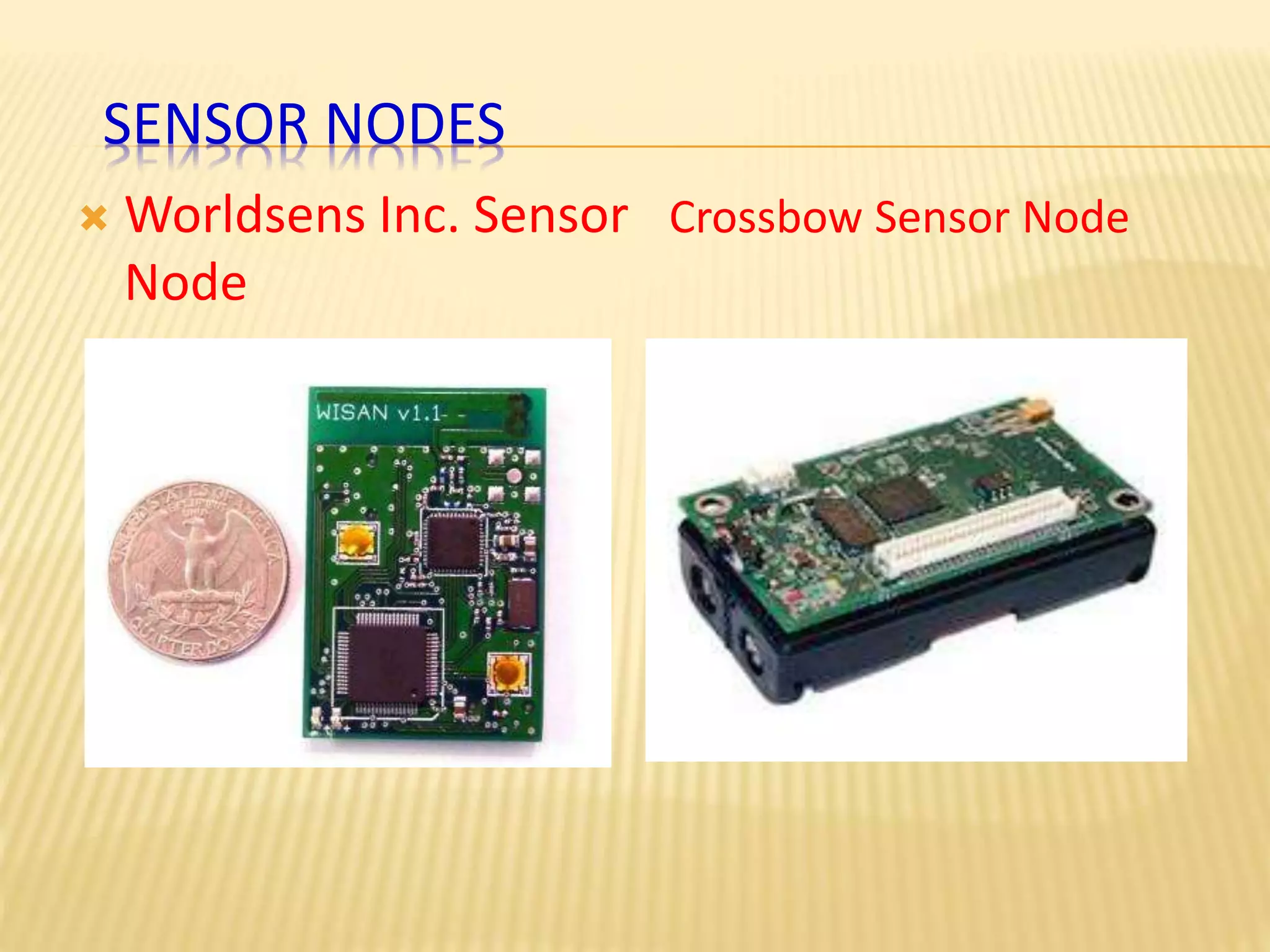 SENSOR NODES
 Worldsens Inc. Sensor
Node
Crossbow Sensor Node
 