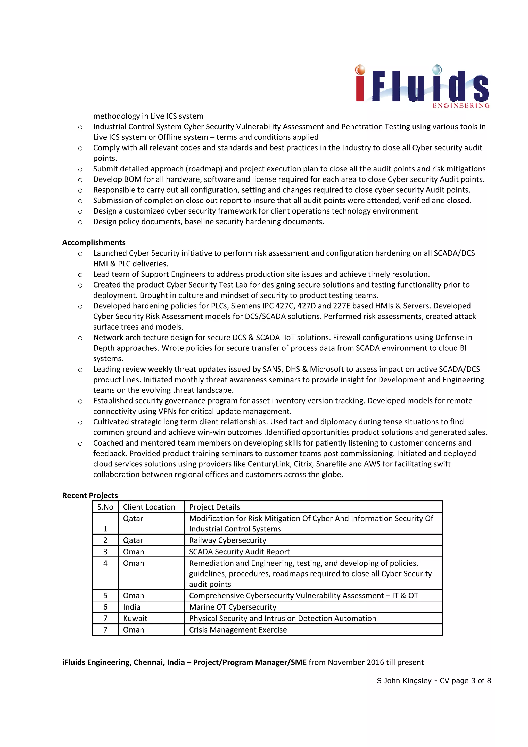 John kingsley OT ICS SCADA Cyber security consultant | PDF