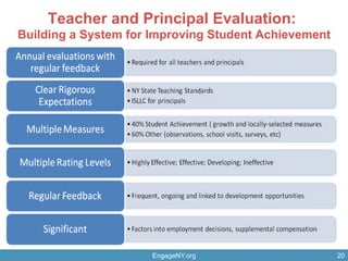 Teacher and Principal Evaluation:
Building a System for Improving Student Achievement
EngageNY.org 20
 