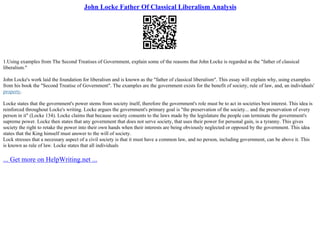 John Locke Father Of Classical Liberalism Analysis | PPT