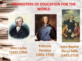 PROMOTERS OF EDUCATION FOR THE
           WORLD
 