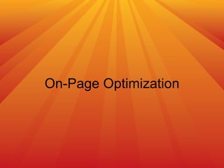 On-Page Optimization 