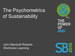 The Psychometrics
of Sustainability




John Marshall Roberts
Worldview Learning
 