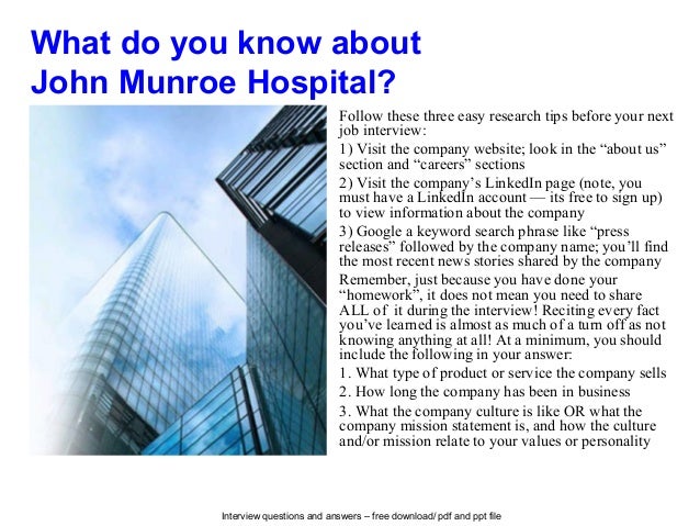 hospital interview questions