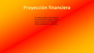 La empresa espera tener ingresos
de mas del 45% y también espera
reducir costos con la tradicional
forma cuadrada de sus botellas.
 