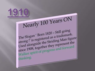  Extra Special Old Highland Whisky.1909A RebirthThe Walker’s rename their whiskies in defrence to their customers habit of identifying them by their coloured labels : Then,  Johnnie Walker RED Label