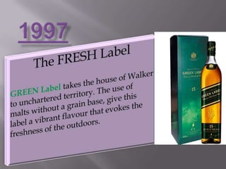 1992The Ultimate LabelJohnnie Walker debut one of its rarest blends:BLUE Label. It is the ultimate whisky experience, defined by the rarity and expense of the single malts use to create this blend.