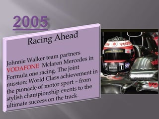 1995The celebration LabelJohnnie Walker GOLD Label arrives, based on Sir Alexander Walker’s notes from 1920 for a centenary blend. Its decadent, creamy and honeyed flavour makes it the perfect blend for any celebration