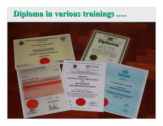 Diploma in various trainings .…
 