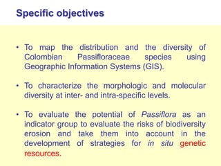 Study of the genetic diversity of the genus PassifloraL. and its distribution in Colombia