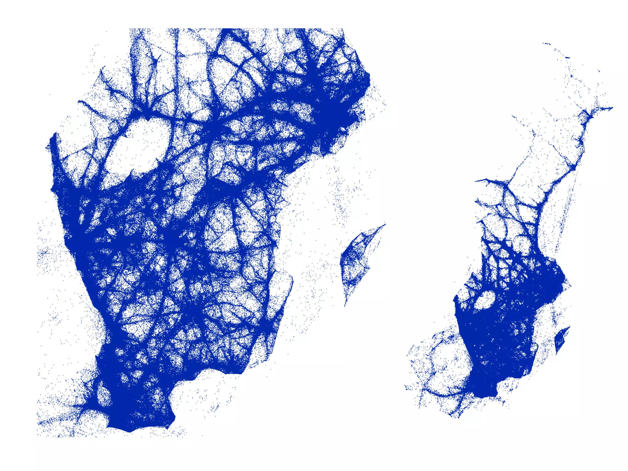 Data
• To make handling of data easier, all average
coordinates are aggregated to the nearest
100m x 100m coordinate. The dataset still
contains of more than 1.6 million unique
locations of which the majority have more
than one phone
 