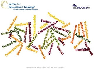 Elephant in your Search! … John Rose, CPC, MIRP – Oct 2014
 