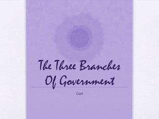 The Three Branches
Of Government
Cori
 