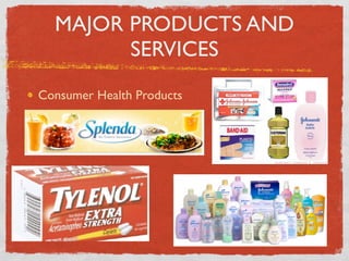 MAJOR PRODUCTS AND
        SERVICES
Consumer Health Products
 