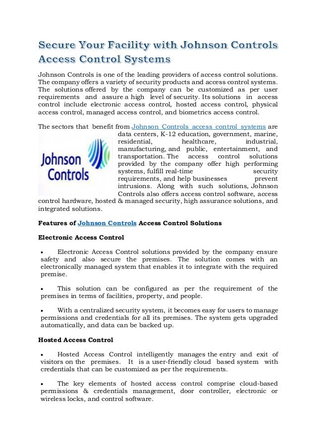 Secure Your Facility With Johnson Controls Access Control Systems