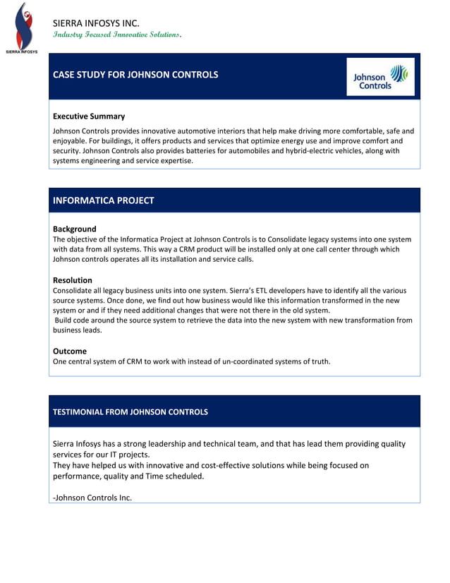 Johnson controls case study PDF