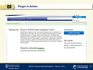 15
Plugin in Action
ORCID Outreach Meeting/Codefest • May 21, 2014
 