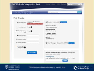 17ORCID Outreach Meeting/Codefest • May 21, 2014
 