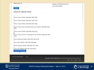 23ORCID Outreach Meeting/Codefest • May 21, 2014
 
