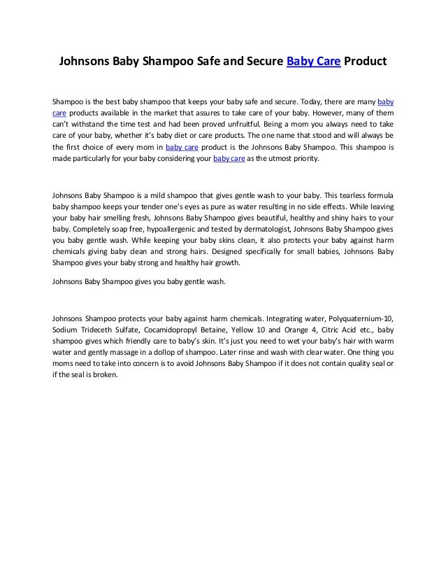 Johnsons baby shampoo safe and secure baby care product