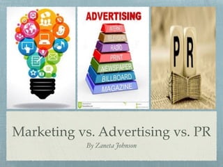 Marketing vs. Advertising vs. PR
By Zaneta Johnson
 