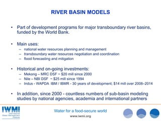 www.iwmi.org
Water for a food-secure world
RIVER BASIN MODELS
• Part of development programs for major transboundary river...