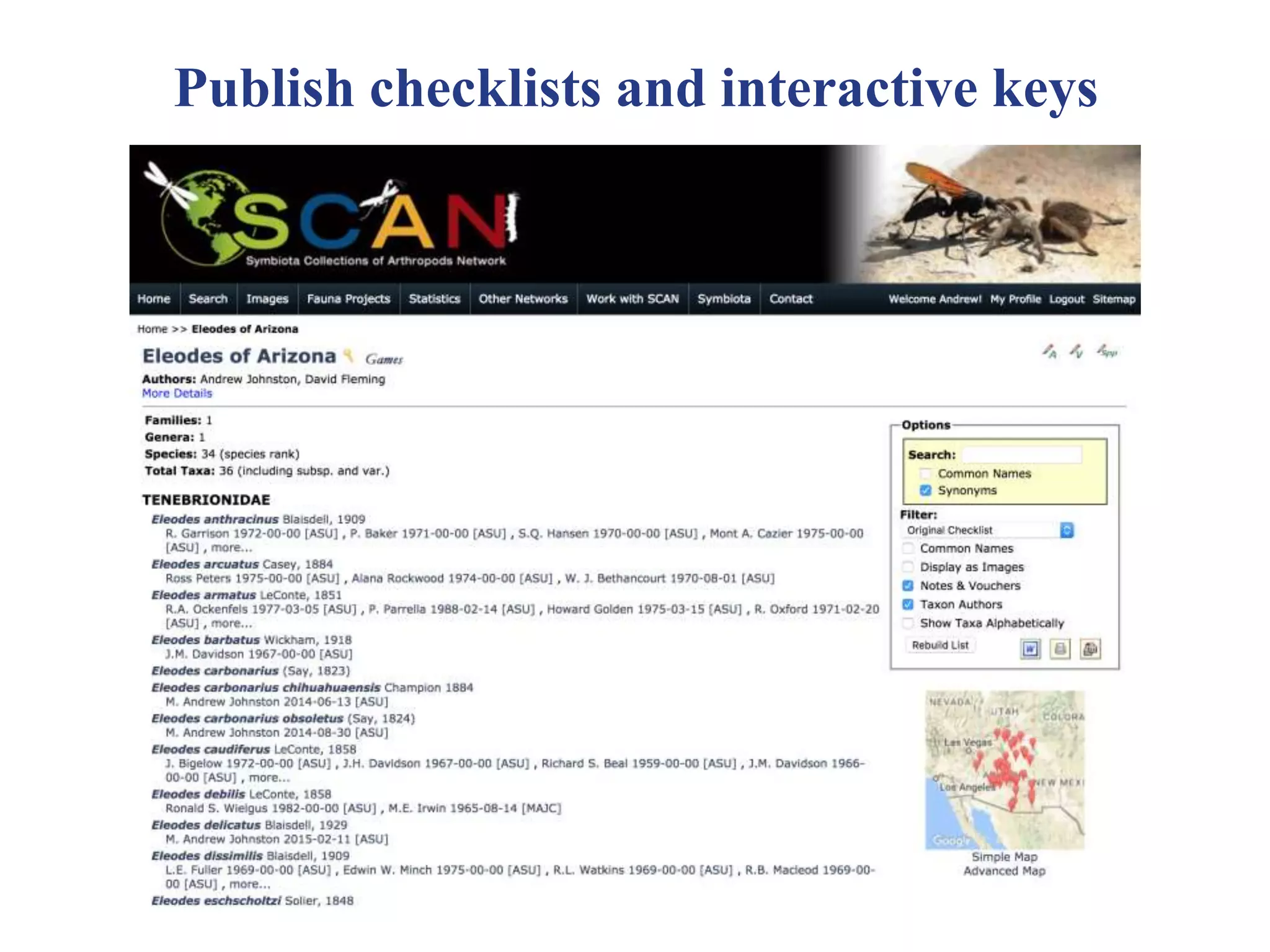 Publish checklists and interactive keys
 