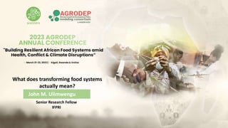 Senior Research Fellow
IFPRI
What does transforming food systems
actually mean?
John M. Ulimwengu
 
