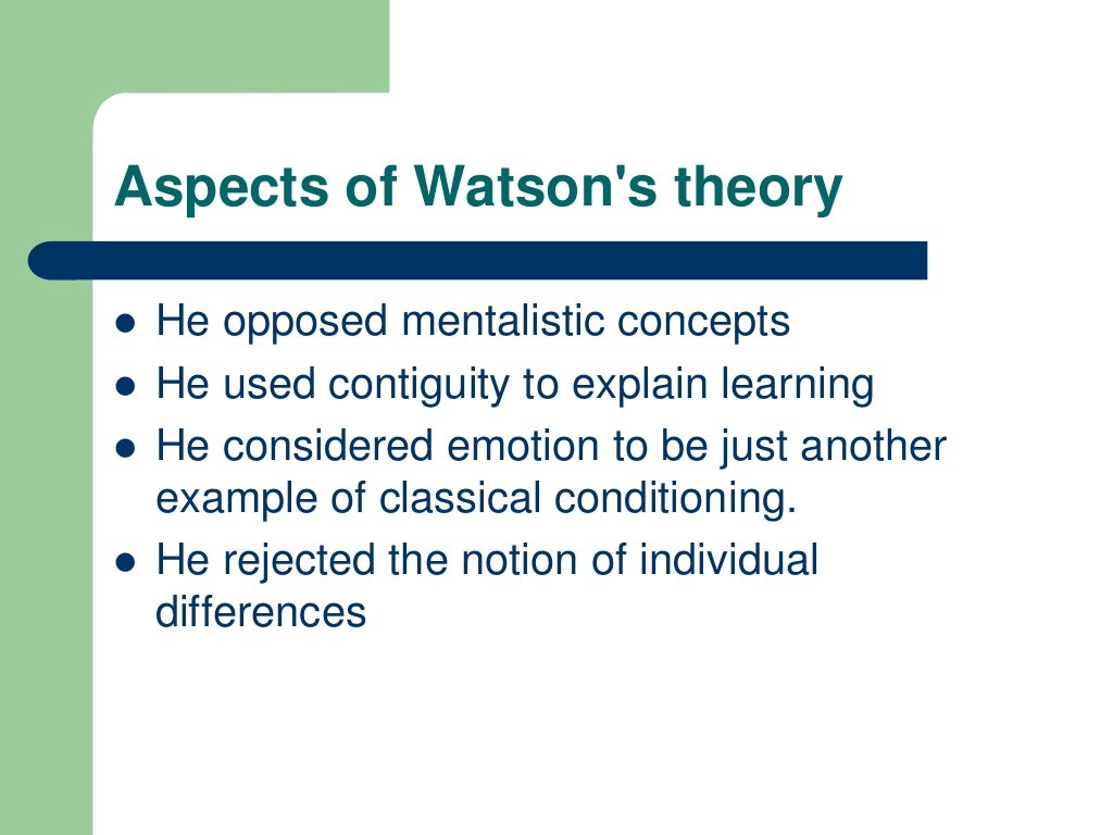 John watson learning theory