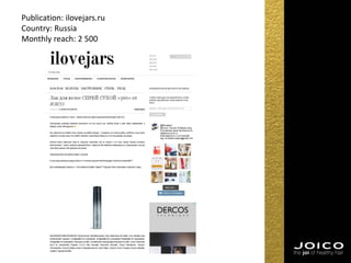 Publication: ilovejars.ru
Country: Russia
Monthly reach: 2 500
 