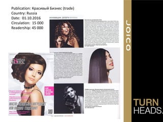 Publication: Красивый Бизнес (trade)
Country: Russia
Date: 01.10.2016
Circulation: 15 000
Readership: 45 000
 